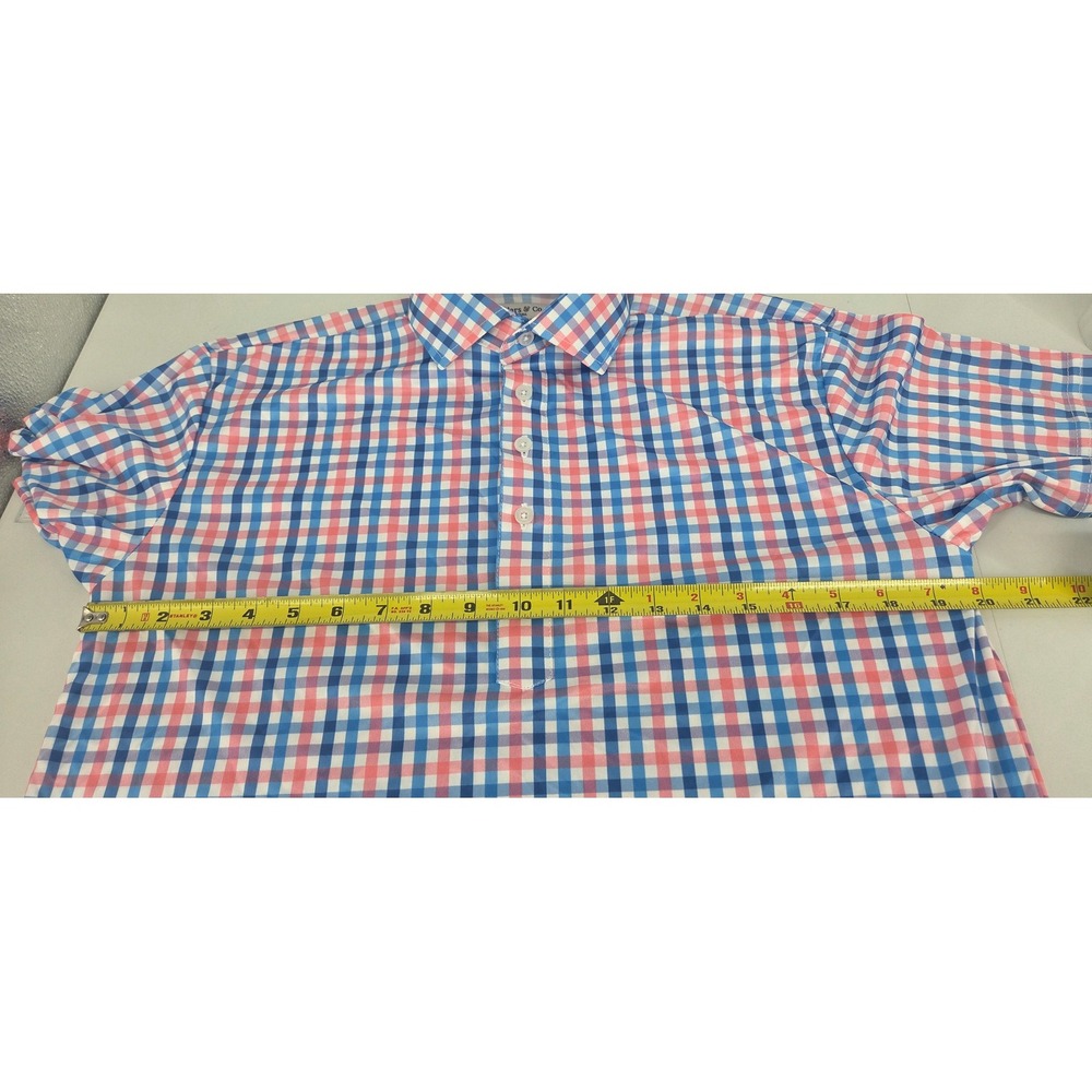 Collars and Co Dress Collar Polo Short Sleeve Small Nantucket Blue Pink Gingham - Picture 5 of 7